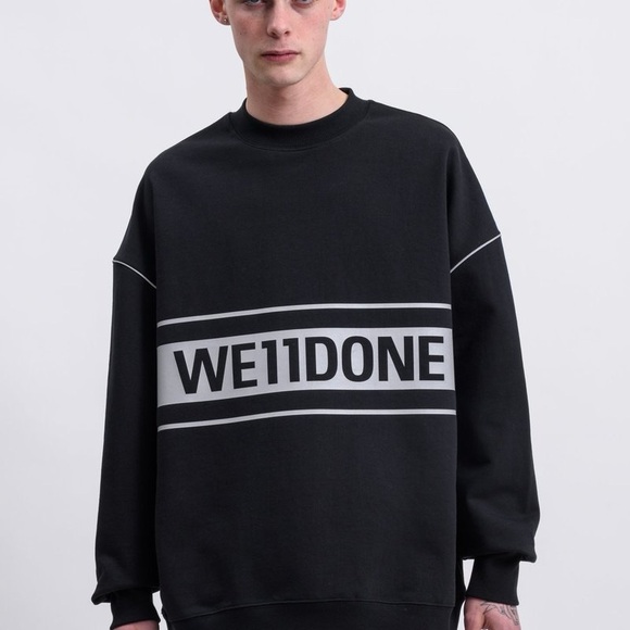 WE11DONE WE11DONE - REFLECTIVE LOGO PULLOVER IN BLACK - Picture 5 of 6